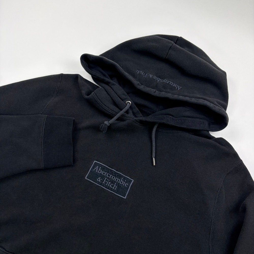 Abercrombie & Fitch Soft A&F Fleece Hoodie Mens XL Black Logo Patch Pullover